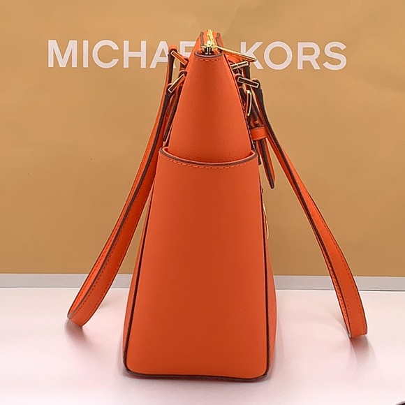 MICHAEL KORS Jet Set Large Crossgrain Leather Top-Zip Charlotte Tote Bag… - Picture 6 of 14